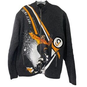 Sean John 100%Lambswool Jacket Mens XL Grey Snowboarding Graphics  (GG12) NW/OTs